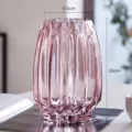 Nordic pink glass vase ribbed transparent flower vase modern table centerpiece decor - Short Style / Burgundy