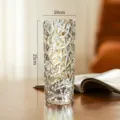 Crystal glass flower vase, faceted geometric cylinder vase for modern home table decor. - Large / 25 Ice Texture Iridescent [Thickened Premium]