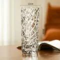 Transparent crystal glass vase for flowers, geometric cut tall decorative centerpiece for home. - Large / 30 Ice Texture Transparent [Thickened Premium]
