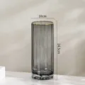 Vase en verre transparent cylindrique rayé nordique avec bord doré pour déco maison - 10x24.5cm / 1025 cylindre à rayures - gris fumé doré