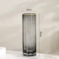 Vase en verre gris rayé nordique avec bord doré, décoration de table minimaliste de 30 cm. - 10x30cm / 1030 Rayé droit - gris fumé doré
