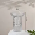 Transparent glass glacier texture vase modern minimalist floral home table decor 14x20.5cm - Frozen Straw Hat Style Small / S / Clear
