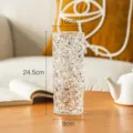 Transparent crystal glass vase geometric textured flower arrangement home decor 24.5cm - Frosted Transparent Medium