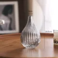 Nordic minimalist clear ribbed glass vase for single flower arrangement, 19.5cm tall. - 320 Bell Orchid / Smoke