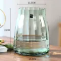 Modern transparent green glass vase with vertical stripes, perfect for home and table decor. - L / Pine Green Large