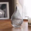 Transparent Ribbed Glass Vase Nordic Minimalist Hydroponic Flower Tabletop Modern Decor Variant - 325 Bell Orchid / Smoke