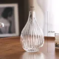 Transparent glass vase for single flower arrangement, Nordic minimalist ribbed tabletop decor. - 325 Bell Orchid / Clear