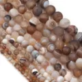 Perle tonde in agata striata naturale per braccialetti fatti a mano accessori di gioielleria. - Agata a Strisce Caffè Chiaro