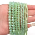 Fili di perline di vetro di cristallo sfaccettato verde chiaro per creazione di gioielli. - 4*3mm Foro 0.8mm (Circa 100 Pezzi) / Nuvola Verde AB