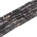 Natürliche Kaiserjaspis Quadratische Säulen Perlen 13x4mm Schwarz Rosa DIY Schmuck Zubehör - Stil 2 / 29 Stück/Packung / Schwarz