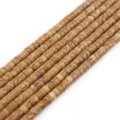 Perline distanziatrici in pietra naturale disco piatto rotondo per creazione di gioielli. - 6mm (115 Pezzi) / Pietra Venatura del Legno Gialla