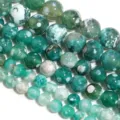 Perline sfuse tonde in agata verde naturale braccialetto fai da te accessorio per gioielli - Diametro 6mm Dimensione del Foro Circa 0.8mm (Circa 60 Perline) / Fiore di Ghiaccio Verde Menta