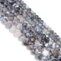 Perle rotonde in agata naturale screpolata per la creazione di gioielli fai da te artigianali - Diametro 6mm Dimensione del Foro Circa 0.8mm (Circa 60 Perline) / Fiore di Ghiaccio Bianca e Nera