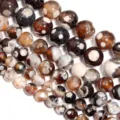 Perline tonde in agata naturale con motivo pianeta per bracciali gioielli fai da te - Diametro 6mm Dimensione del Foro Circa 0.8mm (Circa 60 Perline) / Fiore di Ghiaccio Caffè