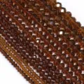Perline di cristallo sfaccettate marroni perline sciolte rondelle per gioielli fai da te - 3*2mm Diametro del Foro 0.8mm (Circa 100 Perle) / Caffè Scuro Trasparente