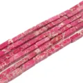 Rosa Kaiserjaspis Rechteckige Säule Perlen 13x4mm DIY Handgemachte Schmuck Zubehör - 29 Stück/Packung / Fuchsia