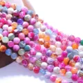 Perline di agata naturale colorata per braccialetto artigianale DIY accessori gioielli - 6mm / Venatura del Drago di Fuoco Colorata