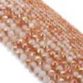 Set di perline di cristallo sfaccettate, perle sciolte rosa chiaro brillanti per accessori fai da te. - 100 Pezzi (3x2mm) / Metà Giada Metà Borgogna