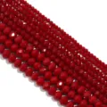 Perline di abaco in cristallo sfaccettato rosso sciolte braccialetto collana fai da te - 100 Pezzi (3x2mm) / Porcellana Rossa