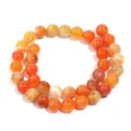 Natuurlijke oranje gestreepte agaat edelsteen kralen voor doe het zelf sieraden maken - Oranjerood Gestreepte Ronde Kralen / Diameter 10mm (Ongeveer 35 Kralen/Snoer)