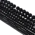 Black agate round beads loose gemstone beads multiple sizes DIY jewelry making accessories - Polished Black Agate / 12mm Diameter (Approx. 32 Pcs)