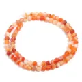Oranje gestreepte agaat kralenstreng detail, natuursteen DIY sieraden maken accessoires. - Oranjerood Gestreepte Ronde Kralen / Diameter 4mm (Ongeveer 90 Kralen/Snoer)