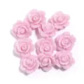 Pink resin rose cabochons detail shot, perfect for DIY jewelry making and phone case decor. - Light Purple