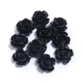Black 3D resin camellia flower beads for bracelet necklace jewelry making DIY craft accessories - Black
