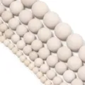 Natural white fossil stone round beads DIY bracelet jewelry making craft accessories - 12mm (Approx. 28 Pieces) / Matte White Fossil