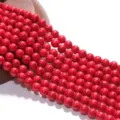 Red synthetic turquoise round loose beads for DIY jewelry making, smooth and vibrant variant. - 4mm / Red Turquoise