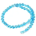 Light blue evil eye glass flat beads variant, handmade DIY jewelry crafting material string. - Transparent Blue