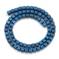 Blue electroplated square hematite loose beads strand for DIY jewelry making and bracelets. - 6mm (72 Pieces) / Blue Faceted Cube