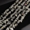 Irregular natural crystal stone chip beads, 5-8mm drilled gemstone DIY jewelry making strands. - Black Rutilated Quartz