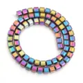 Colorful hematite cube loose beads electroplated square gemstone bead DIY bracelet making - 6mm (72 Pieces) / Multicolor Faceted Cube