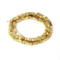 Gold square cube bead strands for DIY jewelry making, metal plated spacer beads bracelet. - 4x4mm (100 Pieces) / Water-Plated Gold Cube