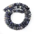 Perline abaco in pietra naturale blu bianco distanziatore fai da te creazione gioielli - Stile Perla Abaco / Diametro 8mm (Circa 65 Pezzi/Confezione) / Diaspro a Macchie Blu