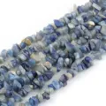 Natural stone chip beads 5-8mm irregular crystal chips for DIY jewelry making accessories. - Blue Aventurine