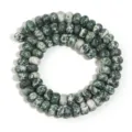Filo di perline abaco in pietra verde naturale per la creazione di gioielli fai da te collana. - Stile Perla Abaco / Diametro 8mm (Circa 65 Pezzi/Confezione) / Pietra a Punti Verdi