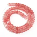 Filo di perline abaco in cristallo di pietra naturale rosa per creazione di gioielli DIY. - Stile Abaco in Rosso Anguria / Diametro 4mm Spessore 2mm (Circa 150 Pz)