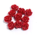 3D resin red rose camellia loose beads DIY jewelry making bracelet phone case accessories - 10mm / Red