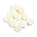 White resin camellia flower flatback beads detail shot for DIY crafts and phone case deco. - 10mm / Beige