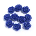 Blue 3D resin camellia flower loose beads for jewelry making phone case and garment accessories - Sapphire Blue