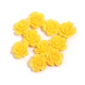 Yellow 3D resin camellia flower cabochons for DIY phone case jewelry craft accessories - 10mm / Yellow