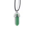 Green Crystal Hexagonal Column Pendant Necklace Black Cord Bullet Shape Jewelry Variant - Green Aventurine