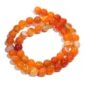 Oranje gestreepte agaat kraal ronde edelsteen losse kraal voor DIY sieraden maken accessoires - Oranjerood Gestreepte Ronde Kralen / Diameter 8mm (Ongeveer 45 Kralen/Snoer)