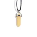 Pendentif Colonne Hexagonale Cristal Jaune Collier Cordon Cuir Mode Bijou Tendance - 1 Pièce/Paquet / Topaze