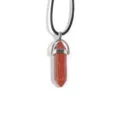 Collier Pendentif Pilier Hexagonal en Pierre de Soleil Marron Bijou Cristal Tendance - 1 Pièce/Paquet / Grès Doré