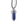 Collier Pendentif Colonne Hexagonale en Cristal Lapis-Lazuli avec Cordon en Cuir - 1 Pièce par Paquet / Lapis-lazuli