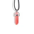 Collier Pendentif Colonne Hexagonale en Cristal Rose avec Cordon Noir pour Femme Bijoux - 1 Pièce par Paquet / Rouge pastèque