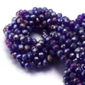 Perline abaco in cristallo sfaccettato viola scuro, sfuse con finitura AB per gioielli. - 100 Pezzi (3x2mm) / Blu Scuro AB